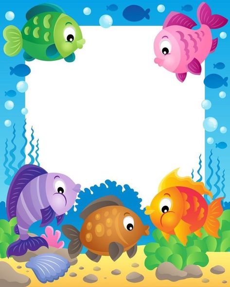 Fish Theme, Ocean Kids, Underwater Animals, Cute Fish, Borders And Frames, Borders For Paper, Fishing Theme, Sea Theme, Summer Birthday