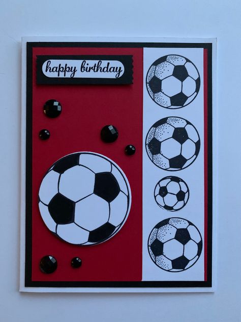 Birthday Cards Soccer Theme, Soccer Birthday Card Ideas, Soccer Cards Handmade, Football Cards Handmade, Soccer Birthday Cards, Soccer Birthday Card, Teenage Cards, Treasure Box Designs, Happy Birthday Cards Handmade