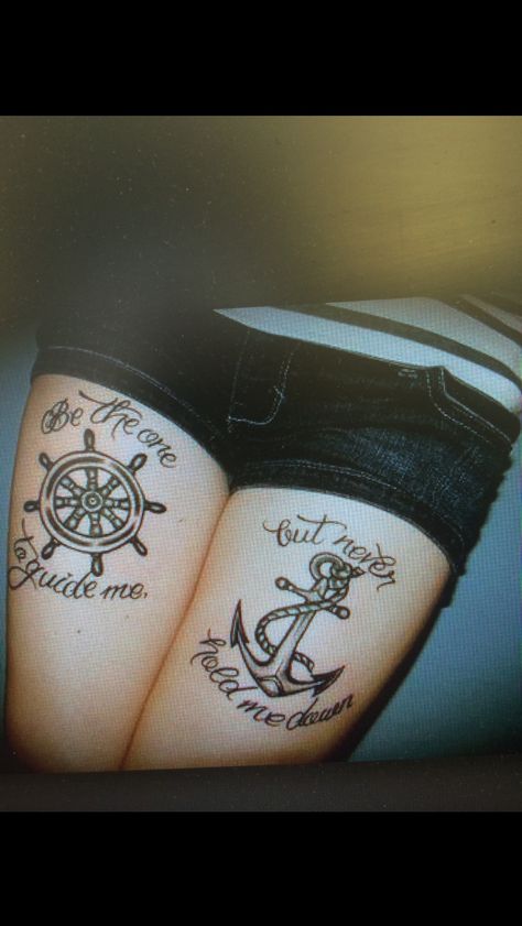 Nautical, ship wheel to match my anchor (not placement) Wheel Tattoo, Ship Wheel, Geometric Tattoo, Tattoos For Women, Tattoo Ideas, Nautical, Wheel, Tattoos, For Women