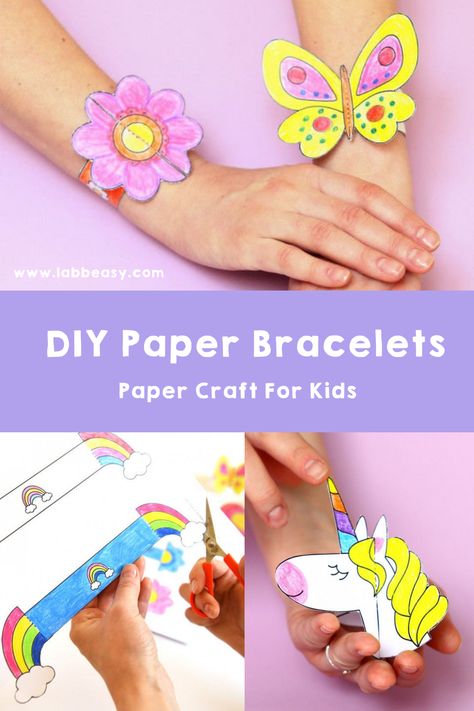 Paper Bracelets For Kids Free Printable, Paper Bracelet For Kids, Cute Bracelet Designs, Butterfly Bracelet Pattern, Paper Bracelets, Bracelet Template, Hearts Butterflies, Paper Craft For Kids, Paper Bracelet