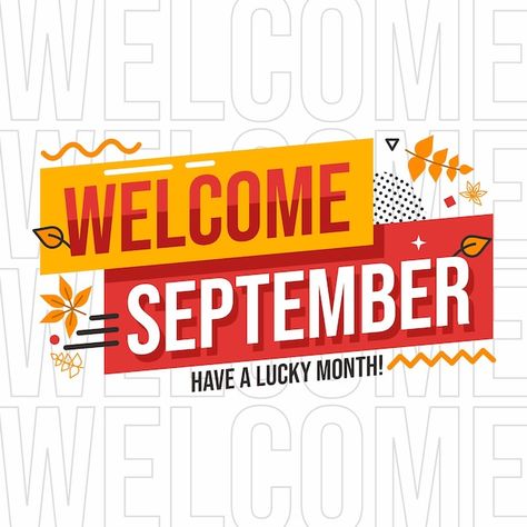 Welcome september banner design | Premium Vector #Freepik #vector #autumn-poster #autumn-banner #hello-autumn #october Welcome To November Flyer Design, October Poster Design, Welcome To September Design, Welcome Banner Ideas, September Banner, Welcome Poster Design, Autumn Banner, Welcome Banners, Welcome November