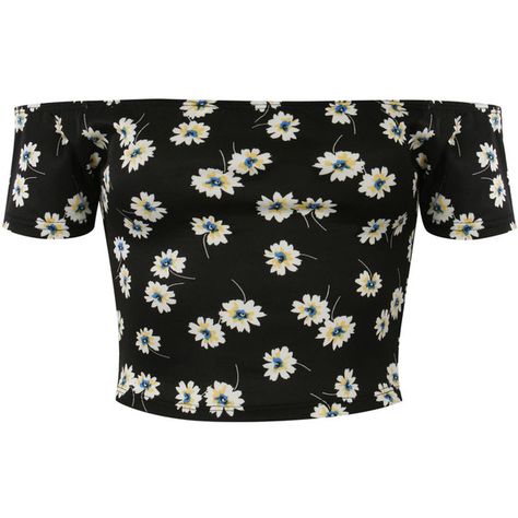 Pilot Daisy Print Bardot Crop Top ($15) ❤ liked on Polyvore featuring tops, shirts, black, cut-out crop tops, cocktail tops, evening tops, daisy print top and special occasion tops Daisy Crop Top, Daisy Top, Bardot Crop Top, Flower Print Top, Pilot Shirt, Black Daisy, Floral Print Crop Top, Evening Tops, Ruffles Fashion