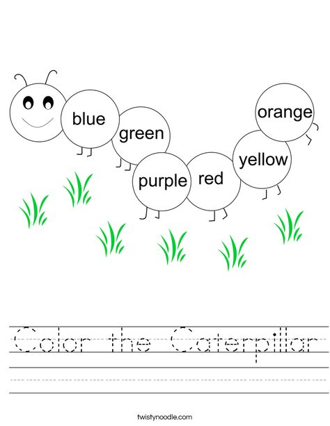 Color the Caterpillar Worksheet - Twisty Noodle Letter C Worksheet, C Worksheet, Letter I Worksheet, Preschool Activity Sheets, Transportation Worksheet, Name Coloring Pages, Economics Lessons, Twisty Noodle, The Letter C