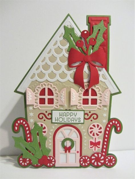 Gingerbread House with Holly Gingerbread Cards, Anna Griffin Christmas Cards, Gingerbread Christmas Decor, Holly Christmas, Gingerbread House Decorations, Anna Griffin Cards, Diy Advent Calendar, Anna Griffin, Diy Christmas Cards