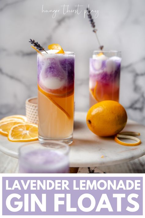 Spa Cocktails, Mocktails Lavender, Lavender Gin Fizz Recipe, Lavender Gin Cocktail, Lavender Lemon Mocktail, Lavender Gin Fizz, Bbq Cocktails, Pool Party Drinks, Lavender Syrup