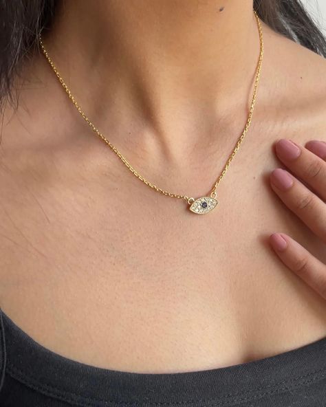 Embrace elegance with a touch of mystique. Our dainty evil eye pendant, crafted in 925 sterling silver with a radiant golden finish, adds subtle charm to any look. Perfect for everyday sophistication. #fyp #explore #necklace #sterlingsilver #sterlingsilverjewelry #investinyourself #elegant #necklace #giftinspiration #giftideasforher #necklaceoftheday #necklacelover #evileye #evileyejewelry #evileyenecklace Elegant Necklace, Eye Pendant, Evil Eye Pendant, Evil Eye Necklace, Evil Eye Jewelry, Inspirational Gifts, Evil Eye, Sterling Silver Jewelry, 925 Sterling Silver