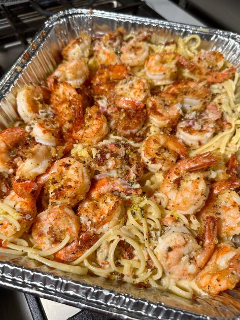 Copycat Cheesecake Factory Shrimp Scampi Linguine - Asili Glam Copycat Cheesecake Factory Shrimp Scampi Linguine, Mccormick Shrimp Scampi Recipe, Baked Shrimp Scampi Oven, Chicken And Shrimp Scampi, Cheesecake Factory Shrimp Scampi, Shrimp Scampi Pasta Recipes, Shrimp Scampi Linguine, Copycat Cheesecake Factory, Shrimp Pasta Recipes Easy