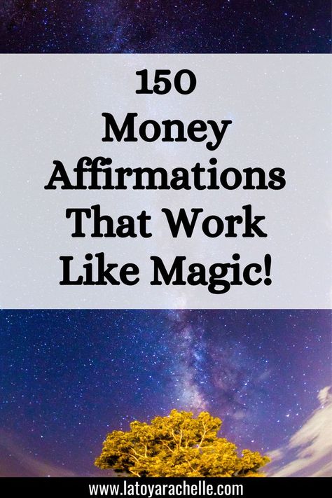 text reads - 150 money affirmations that work like magic! Gambling Affirmations, Manifestations For Money, Manifest For Money, Money And Happiness Affirmations, Prosperity Affirmations Money, Manifest Financial Abundance, Money Prayer Law Of Attraction, Manifest Abundance Wealth, Money Incantations