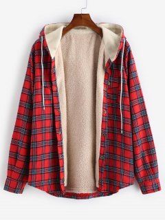 Flannel Hoodie, Fuzzy Coat, Plaid Decor, Flannel Jacket, Hooded Shirt, Plaid Jacket, Jacket Buttons, Vintage Jacket, Red Jacket