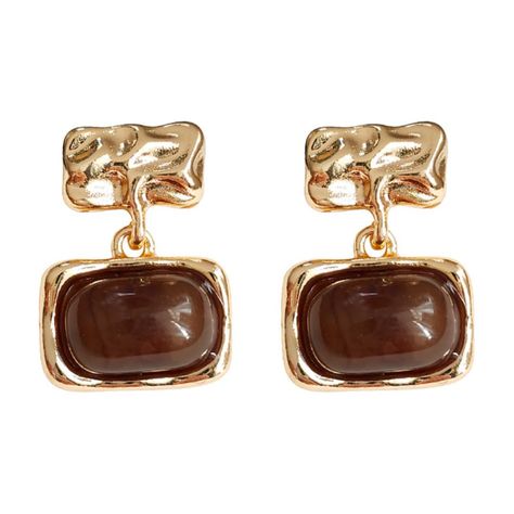 PRICES MAY VARY. Shades of Brown: Embracing a rich and earthy brown color scheme, these earrings exude a sense of warmth and comfort, perfectly suited for winter styling. Geometric Design: Featuring a stylish geometric design, these earrings showcase a modern and on-trend aesthetic, adding a touch of contemporary flair to your look. 14K Gold Plating: Enhanced with a layer of lustrous 14K gold plating, these earrings radiate a vintage gold color, bringing a touch of sophistication to your ensembl Large Gold Earrings, Runway Earrings, Winter Styling, Creative Shoes, Brown Accessories, Brown Earrings, Earthy Brown, Brown Jewelry, Natural Stone Earrings