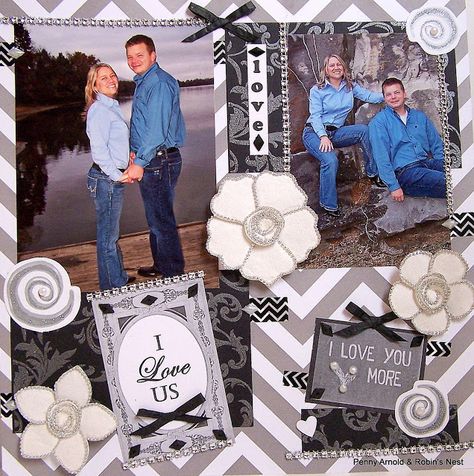 Engagement Scrapbook Layouts, Engagement Scrapbook Ideas, Dating Scrapbook, Engagement Scrapbook, Wedding Dress Quilt, Robin Nest, Wedding Layouts, Couple Scrapbook, Scrapbook Wedding