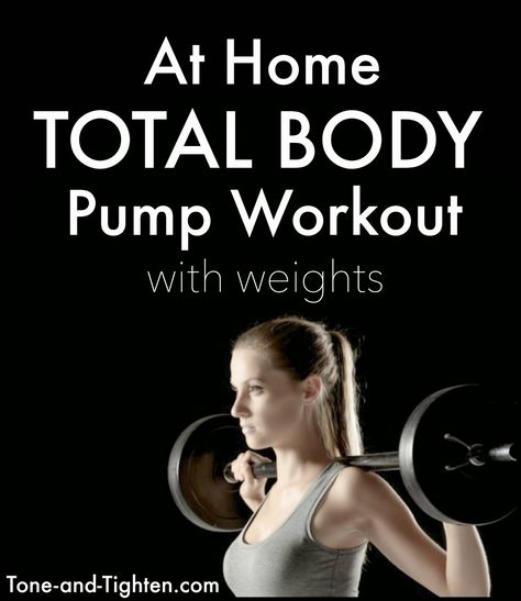 At Home Total Body Pump Workout with Weights on Tone-and-Tighten.com - no need for a gym when you can do this workout at home! Strength Training Videos, Body Pump Workout, Pump Workout, Workout With Weights, Advanced Workout, Weekly Workout Plans, Body Pump, At Home Workout Plan, Weekly Workout