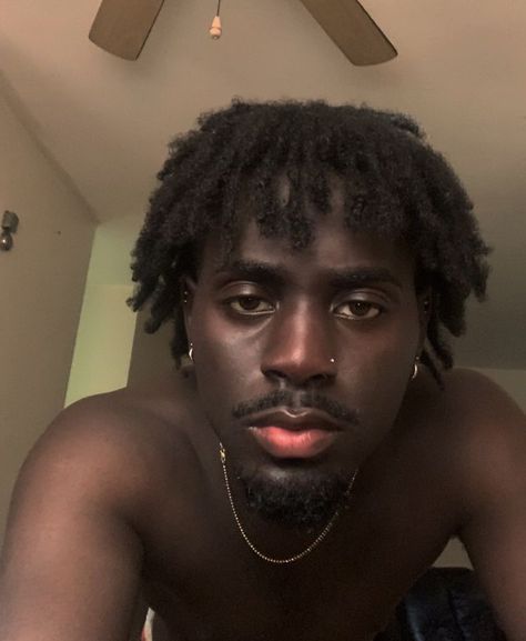 Aesthetic Amine, Man With Dreadlocks, Black Male Hairstyles, Black Boy Hairstyles, Short Twists, Droopy Eyes, Dark Skin Boys, Dark Skin Men, Black Men Hairstyles