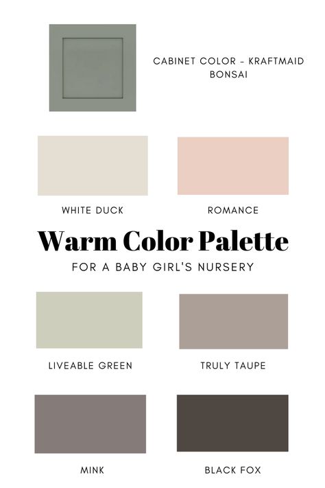 Sage Green Baby Room, Dr Bathroom, Green Nursery Girl, Nursery Color Palette, Pink And Green Nursery, Girl Nursery Colors, Nursery Design Girl, Nursery Paint Colors, Blush Nursery