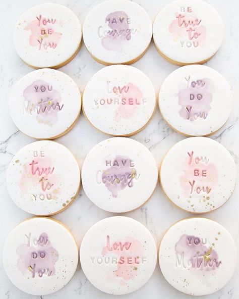 These beautiful watercolour cookies are for a workshop next week for empowering teen girls run by @sistersoulsmentoring 💕 The script… Watercolour Cookies, Watercolor Cookies, Kawaii Cookies, Biscuit Decoration, Sugar Cookie Icing, Sugar Cookie Designs, Fondant Cookies, Cookie Favors, Creative Cookies