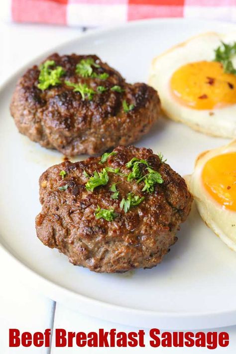 Beef Breakfast Sausage, Healthy Sausage Recipes, Beef Sausage Recipes, Ground Beef Breakfast, Patty Recipe, Homemade Breakfast Sausage, Homemade Sausage Recipes, Breakfast Sausage Recipes, Breakfast Meat