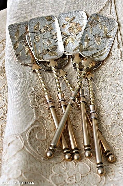 Antique Flatware, Antique Aesthetic, French Country Decor, Vintage Cutlery, Dinner Table Setting, Antique Dishes, Vintage Silverware, French Garden, French Country Cottage