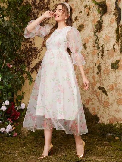 Women's Dresses | Trendy Fashion Dresses | SHEIN USA Floral Organza Dress, Organza Overlay, Feminine Outfits, Dresses Shein, Womens Trendy Dresses, Ultra Feminine, Organza Dress, Dresses Trendy, Overlay Dress