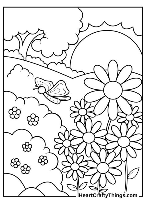 Seasons Coloring Pages, Tumblr Coloring Pages, Fnaf Coloring Pages, Garden Coloring Pages, Futurisme Retro, Coloring Pages Inspirational, Rainbow Canvas, Spring Coloring Pages, Summer Coloring Pages