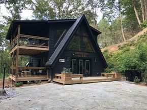 Black Cabin, A Frame House Plans, Down Town, Barn Homes, A Frame Cabin, Loft House, A Frame House, Tiny House Cabin, Cabin In The Woods