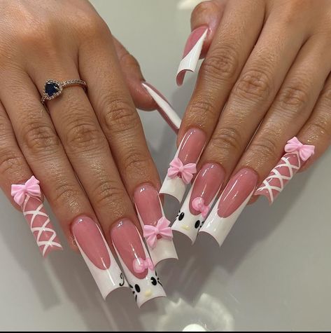 pink #hellokittynails bow nails #hellokitty french tip nails back to school back to school outfits make up make up tutorials, aesthetic, videos, manifesting female, empowerment, female, entrepreneurs, female, jobs, female, marketing room, decor, interior design, life, advice, coaching engagement, audience, Instagram, hacks, entrepreneur, tips, nails, #nail art nail technicians, lash lash technicians, cat eyelashes, #French nails #nails rhinestone decor TikTok, school tips, fall, aesthetic, autumn, flowers, luxury, money, life, #billionaire millionaire hairstyles, hair, tutorials, #TikTok recipes, TikTok, videos, TikTok tutorials, nail tutorials, blonde, brunette buchona life #guerita #fresita dessert recipes lunch, recipes dinner recipes Bow Nail Designs, White Hello Kitty, Kitty Nails, Punk Nails, Airbrush Nails, Tapered Square, Girly Acrylic Nails, Hello Kitty Nails, Classy Acrylic Nails