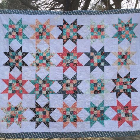 Nine Patch Star Quilt Block, Tertiary Color, Nine Patch Quilt, Patchwork Blanket, Queen Size Quilt, Mosaic Pieces, Block Craft, Star Blocks, Nine Patch