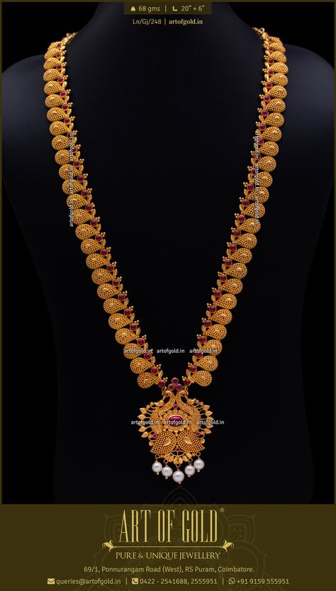 Long Mango Haram in gold Gold Haram Designs Indian Latest, Gold Haram Designs Indian, Mango Haram Designs, Long Haram Designs, Tamil Bride, Gold Haram Designs, Mango Haram, Haram Designs, Gold Haram