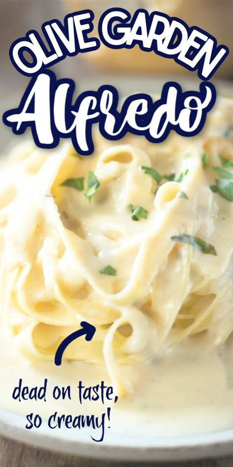 This Copycat Olive Garden Alfredo Sauce recipe is a fast and easy dinner, and proof that homemade is better than going out! This recipe is made with cream cheese for an extra creamy result. Olive Garden Alfredo Sauce Recipe Easy, Olive Garden Chicken Alfredo Recipe, Copycat Olive Garden Alfredo Sauce, Copycat Olive Garden Alfredo, Olive Garden Alfredo Sauce Recipe, Olive Garden Alfredo, Fast And Easy Dinner, Olive Garden Alfredo Sauce, Alfredo Sauce Recipe Easy