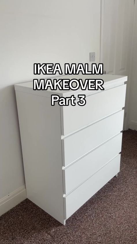 Fluted Ikea Malm, Ikea Malm Dresser As Nightstand, Malm Dresser Living Room, Ikea Tall Malm Dresser Hack, Ikea Tallboy Hack, Ikea Malm Dresser Flip, Ikea Malm Bedside Table Makeover, Handles For Malm Dresser, Wallpaper On Ikea Dresser