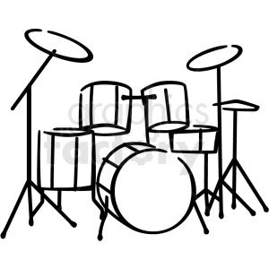 Drawing Of Drum Set, Drums Aesthetic Drawing, How To Draw A Drum Set, Drum Set Reference, Cartoon Drum Set, Drum Drawing Reference, Simple Drum Drawing, Drumkit Drawing, Drum Sticks Drawing