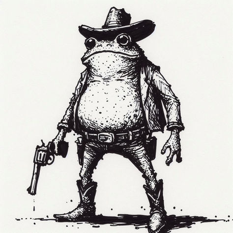 Toad Cowboy Pencil Drawing Cowboy Stance Reference, Cowboy Sketch Drawing, Cowboy Sketch, Cowboy Drawing, Bleach Painting, Cowboy Draw, Notebook Drawing, Horse Sketch, Man Sketch