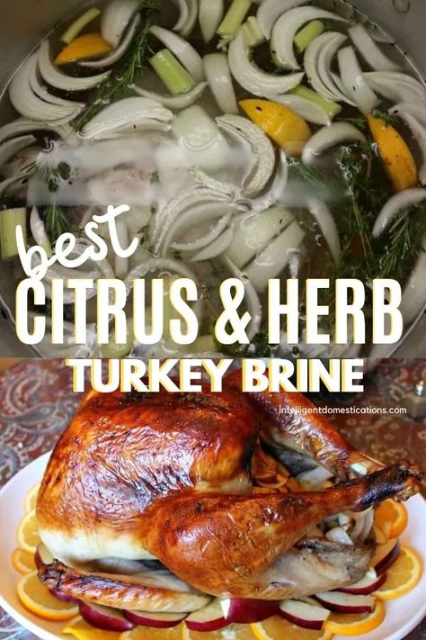 How to Brine a Turkey. Citrus and Herb Brine recipe for your Thanksgiving Turkey. Recipe for Roasting the turkey is included. Citrus Turkey Brine, Citrus Turkey, Dry Brine Turkey, Best Thanksgiving Turkey Recipe, Dry Brine, Moist Turkey, Herb Turkey, Turkey Brine Recipes, Turkey Brine