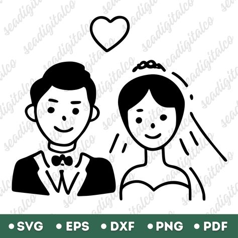 Bride and Groom Svg, Wedding Couple Svg, Hand Drawn Bride Groom, Doodle Wedding, Wedding Clipart, Outline Designs, Svg Files for Cricut, DXF Bride And Groom Svg, Doodle Wedding, Couple Svg, Wedding Clip Art, Svg Wedding, Wedding Clip, Outline Designs, Wedding Clipart, Wedding Couple