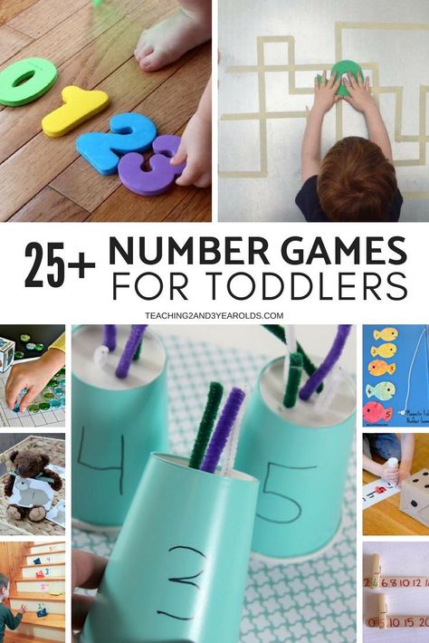 Easy number games for toddlers are a fun way to expose them to number recognition and counting. This collection has something at every toddler level, and even preschoolers will enjoy them. Playful, hands-on learning for the home or classroom! #math #toddlers #preschool #classroom #homeschool #counting #earlychildhood #AGE2 #AGE3 #teaching2and3yearolds Number Games For Toddlers, Tot Schooling, Number Recognition Activities, Learning Games For Toddlers, Number Learning, 25 Number, Toddler Math, Classroom Homeschool, Preschool Counting