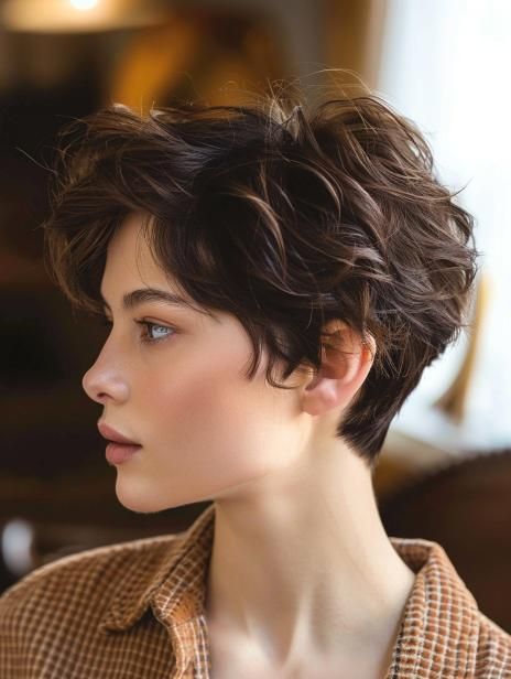 2024 Pixie Cut Trends for Wavy Hair: Chic and Effortless Styles Curly Wavy Short Hairstyles, Short Wavy Hairstyles For Women Round Face, Dixie Haircut Women, Wavy Hair Undercut, Womens Short Curly Hair, Pixie Haircut For Wavy Hair, Pixie For Wavy Hair, Dixie Cut Hair, Curly Shag Pixie