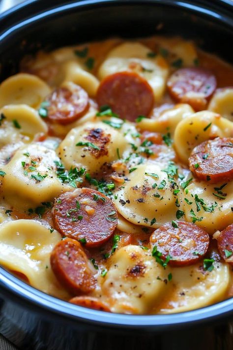 Sausage Perogies Crock Pot, Pierogi And Kielbasa Crockpot, Sausage And Perogies Crock Pot, Perogies And Sausage Crockpot, Smoked Perogies, What Goes With Pierogies, Sausage And Pierogies Crockpot, Crockpot Perogies Casserole, Crockpot Pierogies And Kielbasa