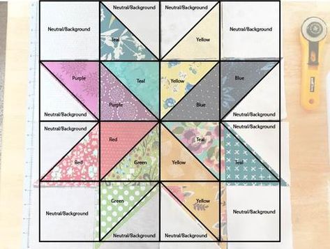 Scrappy Star Quilt Blocks, Rainbow Star Quilt, Scrappy Stars Quilt Pattern, Hst Blocks, Block Quilt Ideas, Backgrounds Ideas, Half Square Triangle Quilts Pattern, Quilt Blocks Easy, Big Block Quilts