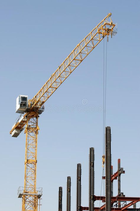 Crane on construction site. Tall crane on a construction site with steel structu , #AFFILIATE, #site, #Tall, #Crane, #construction, #crane #ad Crane Drawing, Crane Construction, Architecture Photography Buildings, Construction Crane, Pisa Tower, Construction Images, Modern Porch, Crane Machine, Porch Roof