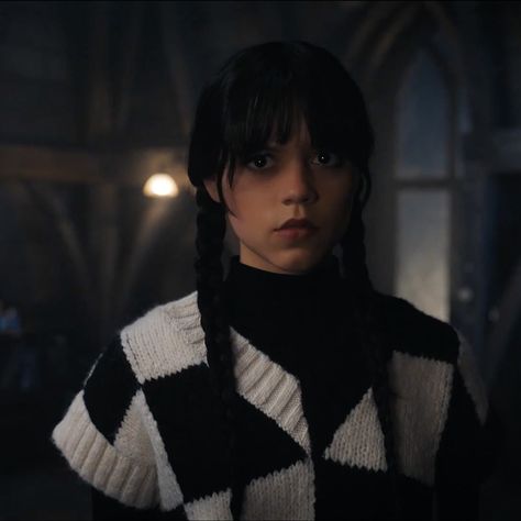 Wednesday Addams, Dark Room, Jenna Ortega, A Woman, Black And White, Hair, White, Black