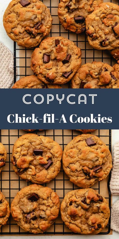 Copycat Chik Fil A Chocolate Chip Cookie, Cfa Copycat Cookies, Chick Fil A Cookie Recipe Copycat, Chic Fil A Cookie Recipe, Chick Fil A Chocolate Chunk Cookies, Chickfila Cookie Recipe, Chick Fil A Chocolate Chip Cookie Recipe, Copycat Chick Fil A Cookies, Crunchy Chocolate Chip Cookies Recipe