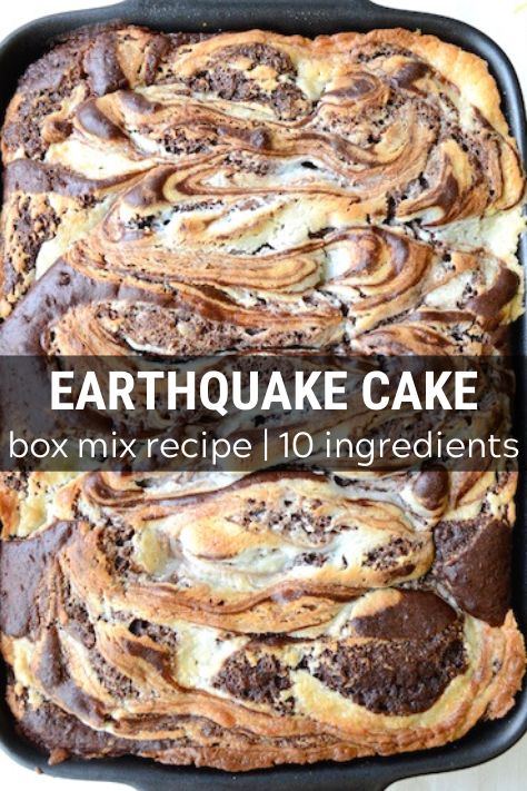 Earthquake Cake starts with a box of german chocolate cake mix, then add in coconut, chocolate chips, pecans, and a yummy cream cheese swirl! You don’t have to frost this cake because the cream cheese mixture becomes a layer of frosting INSIDE the cake. It cracks open after baking, resulting in the name - Earthquake cake! One of the best cakes to serve for a party.  #earthquakecake #cake Chocolate Cake Mix Recipes, Cream Cheese Swirl, Earthquake Cake, The Best Cakes, Boxed Cake Mixes Recipes, German Chocolate Cake Mix, Cake Mix Desserts, Best Cakes, Torte Cupcake