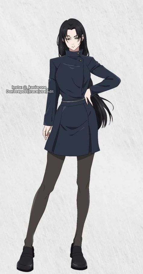 Jjk Oc Outfit, Character Outfits Female Casual, Jujutsu Kaisen Outfit Ideas, Jjk Female Uniform, Jjk Oc Uniform Base, Jjk Outfit Ideas, Jjk Uniform Designs Female, Jujutsu Kaisen Outfits Oc, Jujutsu Kaisen Outfits