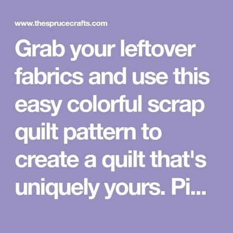 Grab your leftover fabrics and use this easy colorful scrap quilt pattern to create a quilt that's uniquely yours. Piecing options make the quilt a breeze. Sewing Ideas Easy, Colorful Quilts Patterns, Scrap Quilting, Jelly Roll Quilts, Jelly Roll Quilt Patterns, Quick Quilt, Scrappy Quilt Patterns, String Quilts, Scrap Quilt Patterns