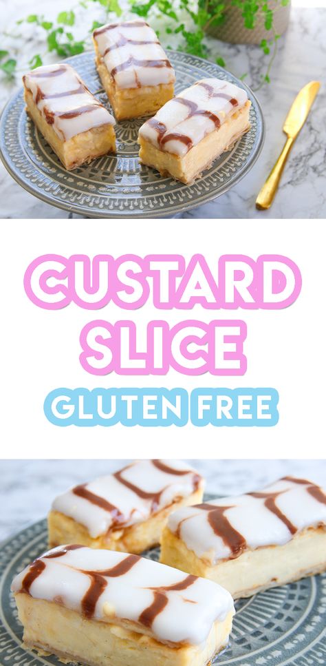 Gluten Free Custard, Custard Slice Recipe, Gluten Free Chocolate Brownies, Custard Slice, Gluten Free Cake Recipe, Gluten Free Pastry, Slice Recipe, Gluten Free Sweet, Slices Recipes