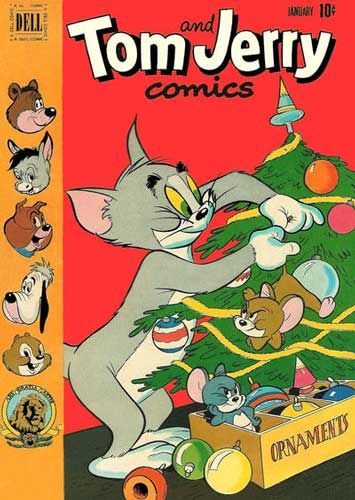 Tom and Jerry Christmas comic book, Jan. 1952 Tom And Jerry Comics, Saturday Cartoon, Tom And Jerry Pictures, Tom And Jerry Wallpapers, Funny Animal Comics, Dell Comic, Christmas Comics, Tom And Jerry Cartoon, Tom Jerry