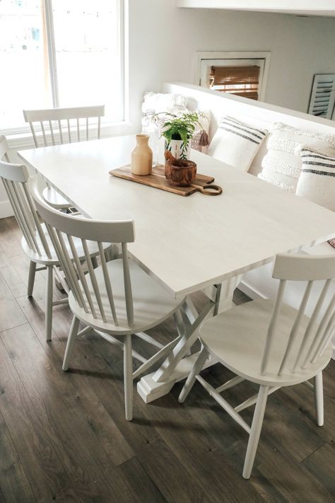 Small Rectangle Kitchen Table, Small Rectangle Dining Table, Eat In Kitchen Table, Rectangle Kitchen Table, Banquette Seating In Kitchen, Nesting With Grace, Small Kitchen Tables, Kitchen Table Wood, Dining Room Remodel