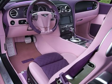 Pink Bentley, Pink Jeep, Purple Stuff, Girly Car Accessories, Purple Car, Audi 100, Purple Interior, Girly Car, Car Interior Design