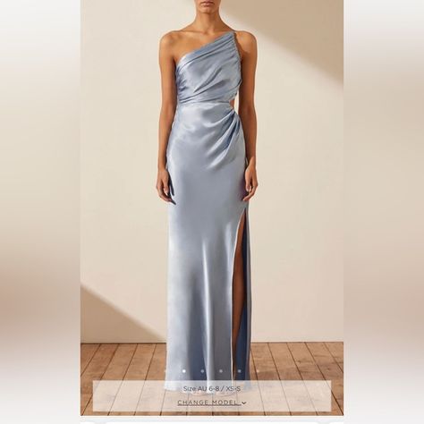 Shona joy: LA LUNE ASYMMETRICAL GATHERED MAXI DRESS - POWDER BLUE - US 10 Bridesmaids Blue, Shona Joy La Lune, Gathered Maxi Dress, Soft Dramatic, Shona Joy, Blue Bridesmaid Dresses, Blue Bridesmaids, Tea Ceremony, Powder Blue