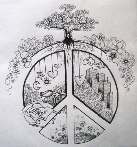 . Peace Drawing Ideas, Tattoos Peace, Peace Sign Drawing, Peace Drawing, Peace Sign Tattoos, Drawings With Meaning, Peace Tattoos, Hippie Tattoo, Peace Sign Hand