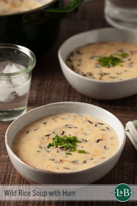 L&B Wild Rice Soup with Ham Byerlys Wild Rice Soup, Byerlys Wild Rice Soup Recipe, Soup Recipe With Chicken, Wild Rice Salad Recipe, Wild Rice Recipe, Minnesota Wild Rice, Ham Bone Soup, Ham Soup Recipes, Soup With Ham